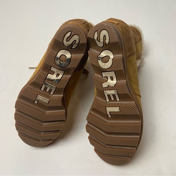 Sorel Joan of Arctic Mid Lace Up Wedge Elk Camel Brown Leather Shearling 9.5 - Picture 5 of 5